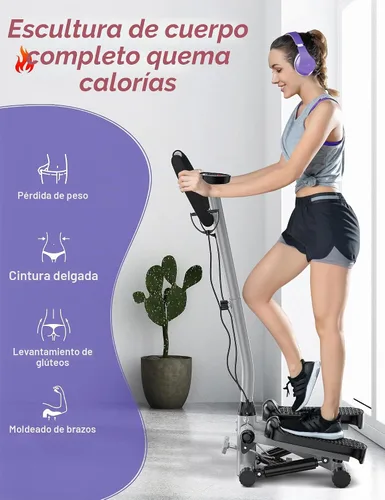 Vista 2 de Mini Stepper with Handlebar for Exercise, 330lbs Stair Climber Machine