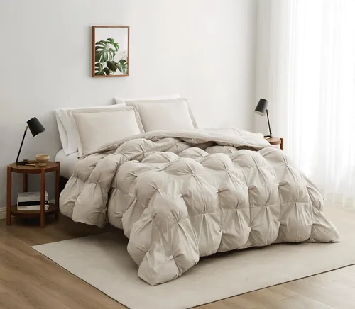 Vista 12 de TRULY SOFT Cloud Puffer - Juego de edredón de microfibra beige de 2 piezas, con temática sólida, para hombres y mujeres, certificado Oeko-TEX