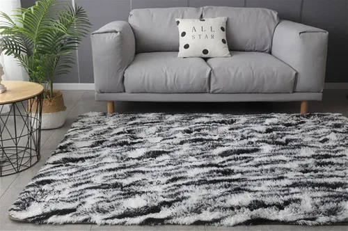 Vista 2 de Lifup - Alfombra mullida para sala de estar, dormitorio, color blanco y negro, 1 1.3 x 2.0 pies Non-Slip Washable High Pile Rectangle Carpet