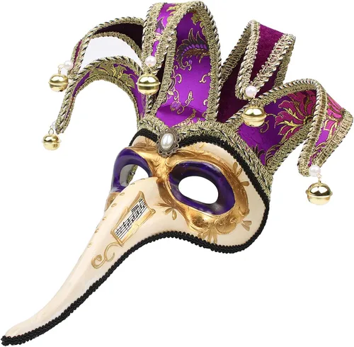 Vista 6 de Máscara veneciana de Mardi Gras de médico bufón de la peste de mascarada de Halloween máscara decorativa de pared