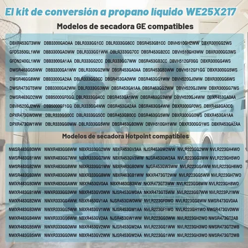 Vista 4 de Kit de conversión de propano líquido genuino OEM GE WE25X217 para secadoras de gas GE