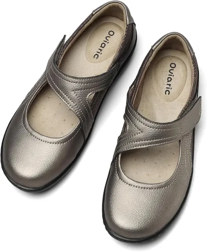 Vista 9 de Oviaric Zapatos planos clásicos y cómodos Mary Jane para mujer, zapatos de vestir casuales a la moda, bonitos zapatos de vestir con puntera cerrada