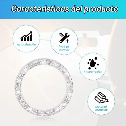 Vista 2 de Calcomanías de anillo de arranque de motor con cristales de imitación brillantes, paquete de 2 cubiertas/adhesivos para botón de arranque de Doble