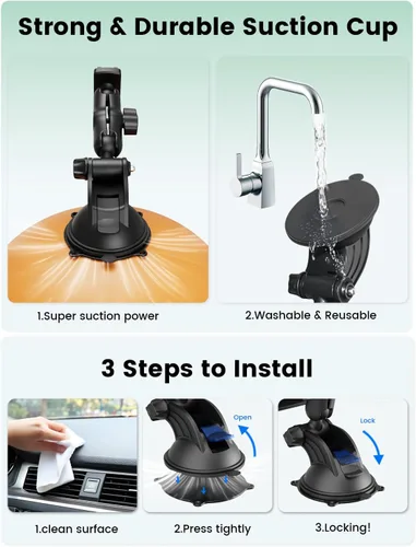 Vista 6 de OHLPRO Soporte para tablet para automóvil, soporte de iPad resistente para tablero y parabrisas, abrazadera de ventosa compatible con tabletas de 7