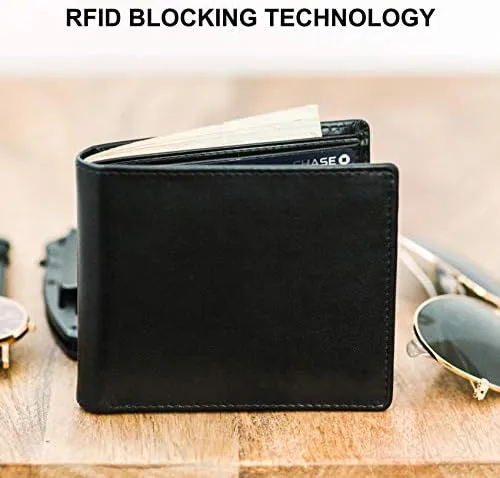 Vista 3 de Billetera plegable RFID de cuero para hombre con bolsillo frontal delgado extraíble, Negro -, Classic