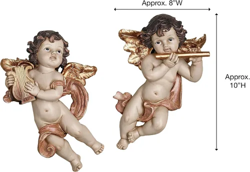 Vista 6 de Dulcet Sounds Cherub - Placas de pared (2 unidades), color dorado