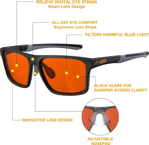 Vista 4 de Gafas de sueño HD P1AS 99.9% con bloqueo de luz azul para juegos que reducen la fatiga ocular y el deslumbramiento, definición de alto contraste