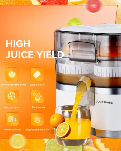 Vista 7 de Exprimidor Eléctrico de Naranja de Doble Cabeza, Máquinas de Exprimidor de Cítricos con Cable de Alimentación y Cepillo de Limpieza, Máquina