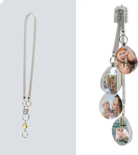 Vista 5 de AIFLM Adornos Personalizados de Foto de Cristal para Colgar en Coche Adornos Personalizados Estéticos para Espejo Adornos Personalizados