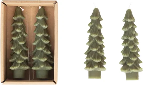 Vista 13 de Creative Co-Op Velas cónicas en forma de árbol sin perfume, ponche de huevo, juego de 2 en caja, 5 pulgadas Eggnog