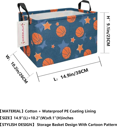 Vista 2 de QUEENLALA Cesta para la colada rectangular, cesta para la ropa sucia plegable para guardería, para organizar/almacenar, cestas para contenedores