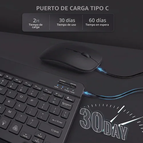Vista 7 de Para Samsung Galaxy Tab A11 Plus & A9 Plus Funda De Teclado Y Ratón - Negro