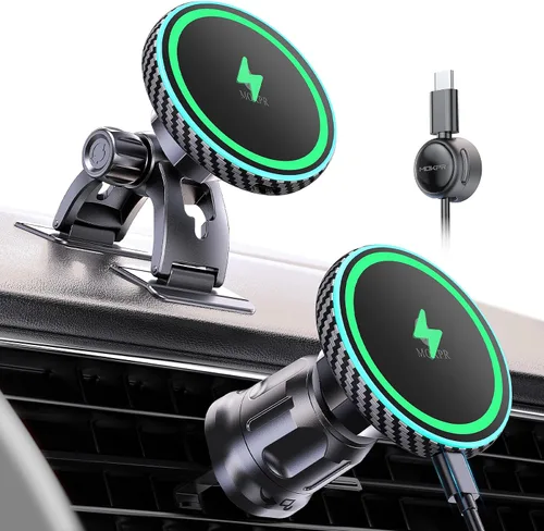 Vista 9 de para iPhone Cargador de Montaje de Coche Magsafe, Cargador de Coche Inalámbrico Soporte Magnético para Teléfono de Coche para Tablero Rejilla
