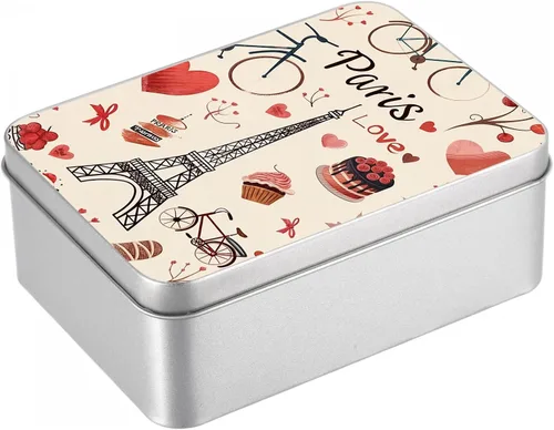 Vista 13 de Caja de lata de metal con tapa, contenedor de almacenamiento rectangular vacío de hojalata, estuche de lata portátil ligero para manualidades