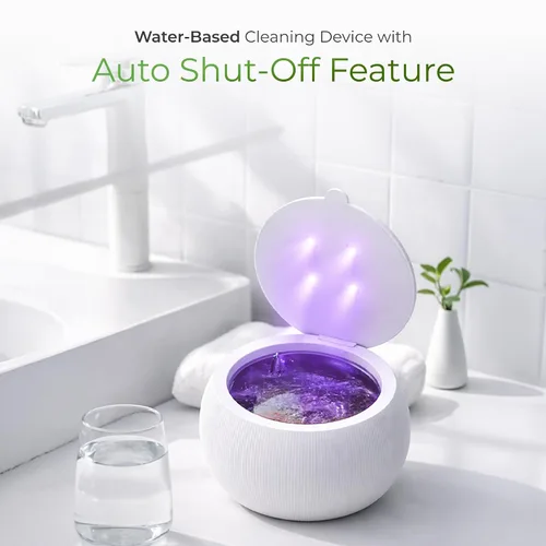 Vista 3 de Pursonic Limpiador ultrasónico de 42 kHz con luz UV-C y un solo toque inteligente, dispositivo de limpieza a base de agua con función de apagado