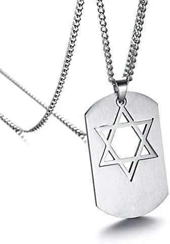 Vista 4 de Collar con colgante de estrella de David para hombre, collar de amuleto de estrella de David de seis puntas con símbolo de estrella de David