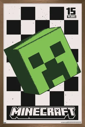 Vista 15 de Trends International Minecraft: 15th Anniversary - Póster de pared Posterized Creeper, 22.4 pulgadas de largo x 14.7 W, versión enmarcada de madera