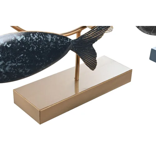 Vista 3 de Figura Decorativa DKD Home Decor 53 x 9 x 45 cm Natural Azul Dorado Espirales Mediterráneo (2 Unidades)