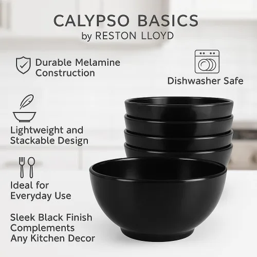 Vista 7 de Reston Lloyd Calypso Basics - Juego de 6 cuencos de cereales 100% melamina sin BPA, resistentes a roturas, aptos para lavavajillas, cuencos de apples