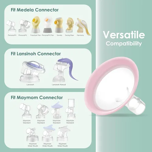 Vista 6 de 9mm Maymom MyFit Shields, Serie Pano; Compatible con el extractor de leche Medela PersonalFit, Freestyle, Harmony, Maxi, Conector Freestyle Flex