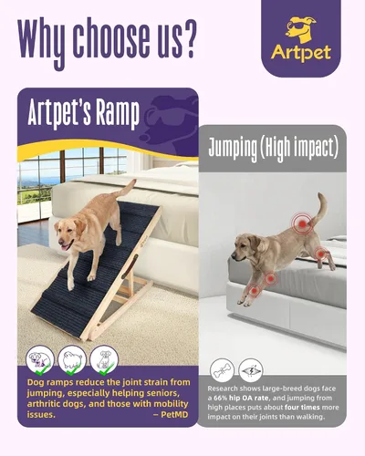 Vista 3 de Rampa ancha para perros para cama, sofá, rampas plegables para perros grandes de hasta 200 libras, rampa para mascotas de 43.3 pulgadas de largo