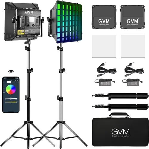 Vista 7 de GVM RGB LED Panel de luz de video, iluminación de fotografía con control de aplicación, kit de iluminación de video 800D para YouTube Studio