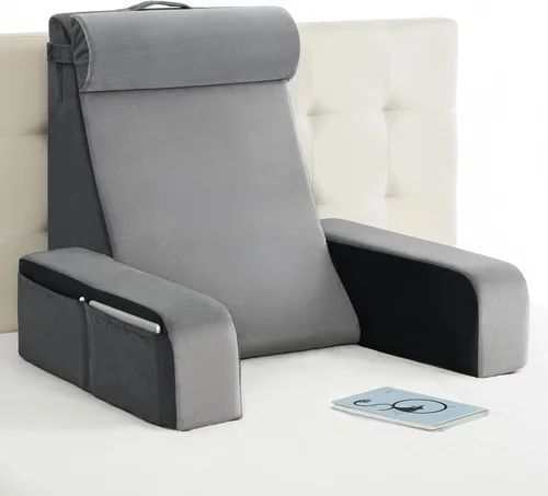 Vista 12 de Vekkia Almohada de lectura de 21 pulgadas para sentarse en la cama, almohada ergonómica de cuña trasera de 60° con espuma de múltiple densidad