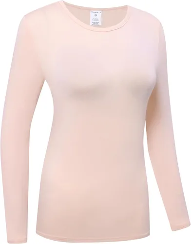 Vista 3 de OThread & Co. Camiseta de manga larga para mujer, cómoda camiseta básica elástica