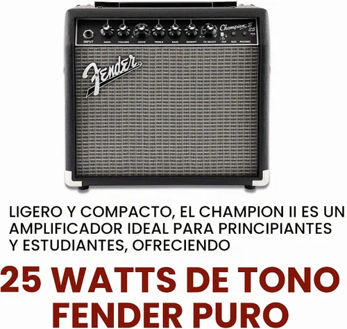 Vista 5 de Fender Champion II - Amplificador combinado de guitarra eléctrica de 25 W Negro