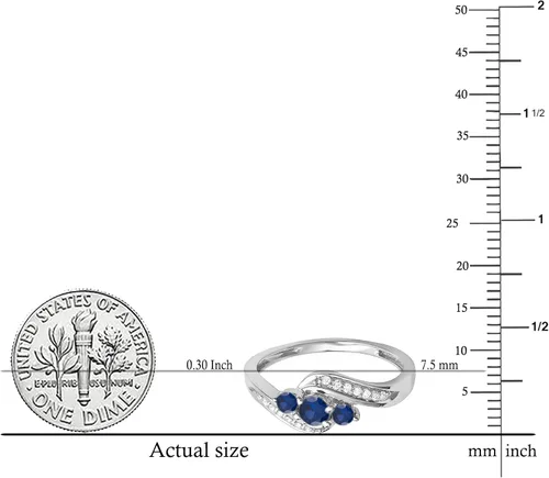 Vista 5 de Dazzlingrock Collection Anillo nupcial redondo de 3 piedras de compromiso con diamantes azules y diamantes blancos de 14 quilates, oro blanco