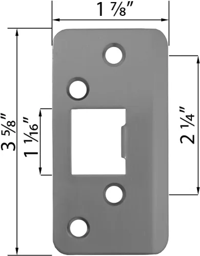 Vista 2 de Stone Harbor Hardware Jamb Saver Strike Plato, 1-7/8" x 3-5/8", 2-1/4" de centro a centro, latón antiguo