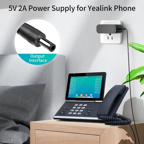 Vista 3 de Cargador para teléfono Yealink Adaptador de fuente de alimentación AC DC compatible con teléfonos IP Yealink SIP-T29G, T46S T48S, T58A, T58-CAM