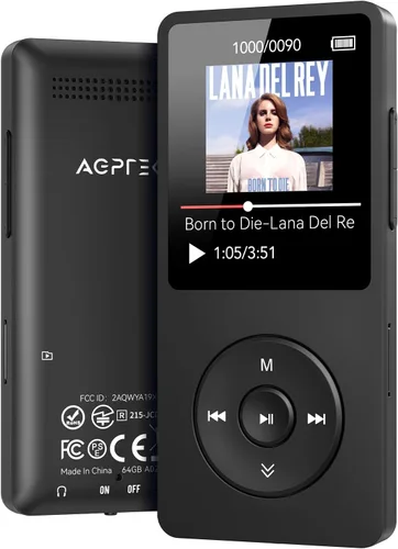 Vista 15 de Reproductor MP3 AGPTEK A02 con Bluetooth 5.3, reproductor de música portátil con pantalla de 1.8 pulgadas, bocina, radio FM, grabadora de voz, Negro