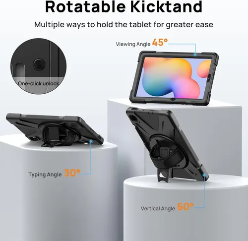 Vista 4 de Gerutek Funda para Samsung Galaxy Tab S6 Lite de 10.4 pulgadas 2024/2022/2020, funda protectora de cuerpo completo con protector de pantalla
