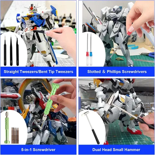 Vista 8 de Kit de herramientas Gundam de 200 piezas, kit de herramientas de modelo profesional para Gundam, herramientas de modelado para modelos de plástico