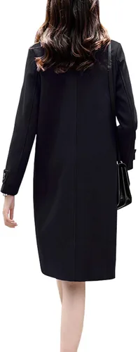 Vista 2 de chouyatou Esencial - Abrigo de lana para mujer, elegante, doble botonadura