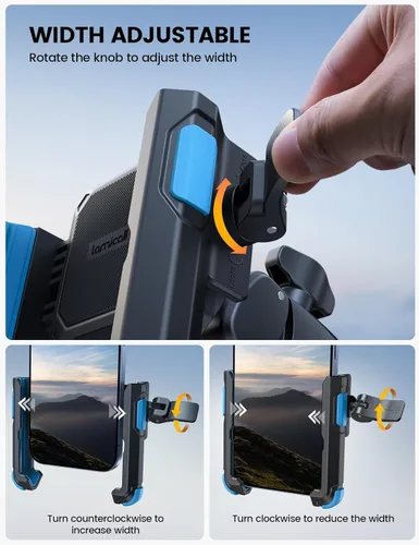 Vista 4 de Lamicall - Soporte para teléfono de motocicleta y bicicleta - [Liberación rápida 1s] Abrazadera de teléfono celular para bicicleta, abrazadera