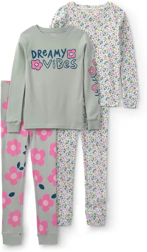 Vista 18 de Carter's Conjunto de pijama de algodón ajustado de 4 piezas para niña Pollo Country Green