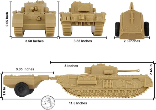 Vista 2 de BMC CTS WW2 British Churchill Tanque de cocodrilo - Tan 1:38 plástico Reino Unido Ejército Vehículo Bronceado