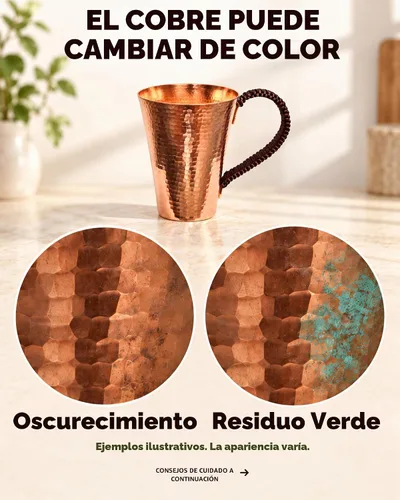 Vista 4 de Taza de cobre puro de 24 oz para agua potable