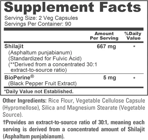 Vista 4 de NusaPure Cápsulas Shilajit, 667 mg, 180 cápsulas vegetales (sin OMG, veganas)