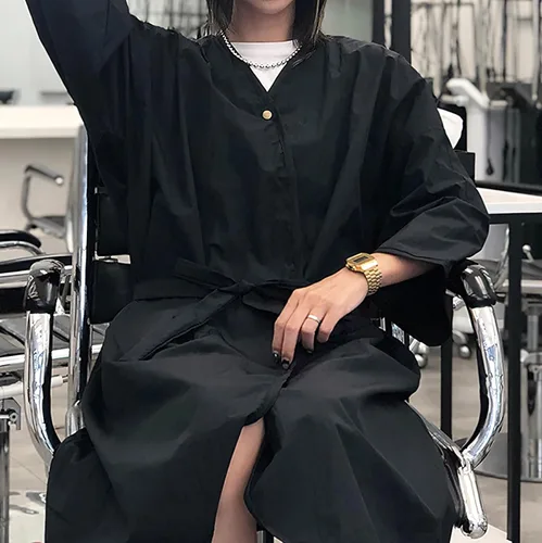Vista 4 de TOPTIE - Bata de kimono personalizada para cliente de salón, vestido con Negro
