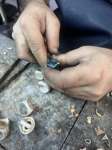 Vista 6 de Anillos de plata de ley 925 para hombre, anillo de aguamarina, anillos para hombre, joyería de aguamarina, anillos de sello para hombre, anillos
