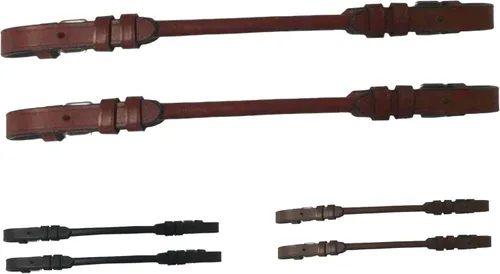 Vista 10 de Majestic Ally Par de correas de cuero enrollado con hebilla para sillas de montar inglesas, correa de mano para seguridad al montar a caballo Negro