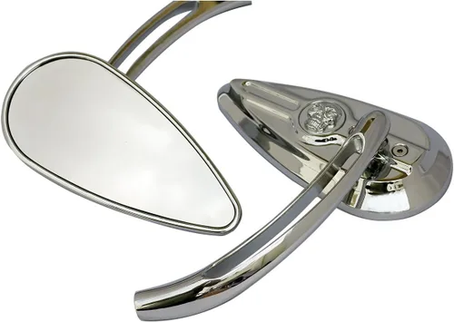 Vista 2 de 1 par de espejos de motocicleta CNC Chrome 3D Skull TearDrop compatibles para Kawasaki Z900