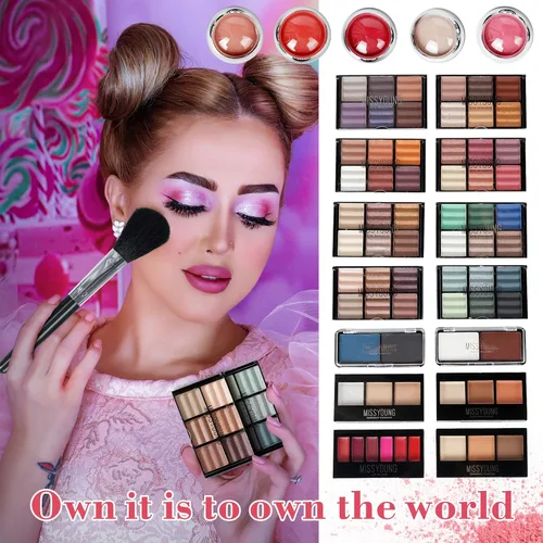 Vista 6 de Pure Vie Juego de maquillaje todo en uno para regalo navideño, paquete esencial de cosméticos que incluye paleta de sombras de ojos, lápiz labial