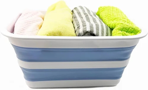 Vista 5 de SAMMART Tina plegable de 12 litros (3.17 galones), bandeja portátil de picnic al aire libre, lavabo de lavado portátil, bañera de plástico que Gris