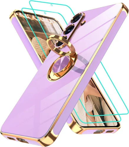 Vista 97 de Funda para Motorola Moto G 5G 2024: Funda Moto G Play 5G 2024 con 2 piezas de protectores de pantalla, soporte de anillo de rotación de 360°