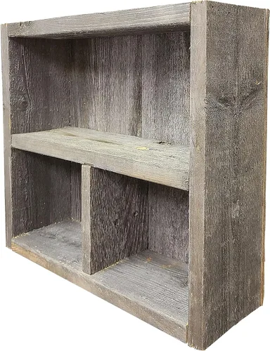 Vista 5 de Estante cuadrado de madera reciclada, madera rústica envejecida, fabricado en los Estados Unidos
