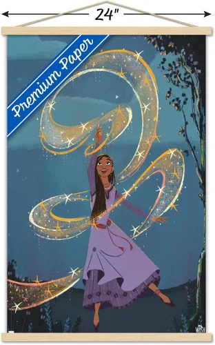 Vista 3 de Trends International Disney Wish - Póster de collage de 6 (Asha), póster de pared, 22.37 x 34.00 pulgadas, paquete de impresión premium y colgador